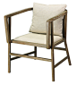 Jamie Young Grayson Arm Chair in Grey Wood and Off White Linen