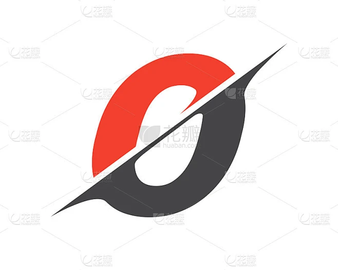 O切片字母标识。现代O字母标志与斜线概念。首字母字母O设计矢量标志。素材-花瓣网