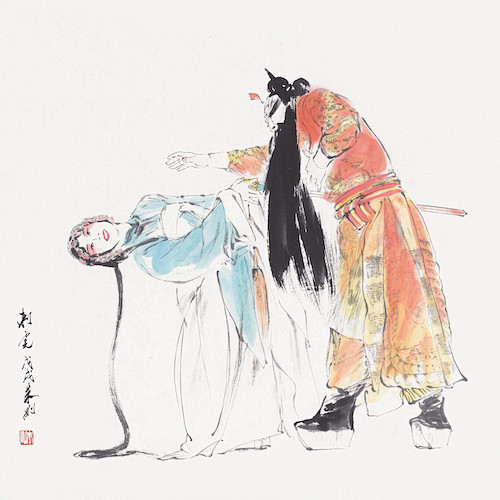 《刺虎》设色纸本 68×68cm<br>...