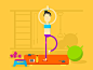 Girl is engaged in yoga flat illustration