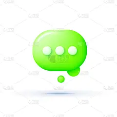 3d图标与发言3d网页设计。消息图标。网页横幅。现代现实的模板与绿色说话的横幅设计3d。矢量图