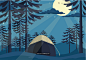 户外露营自然景观矢量插图 Night Camp Vector 矢量素材 插图/插画