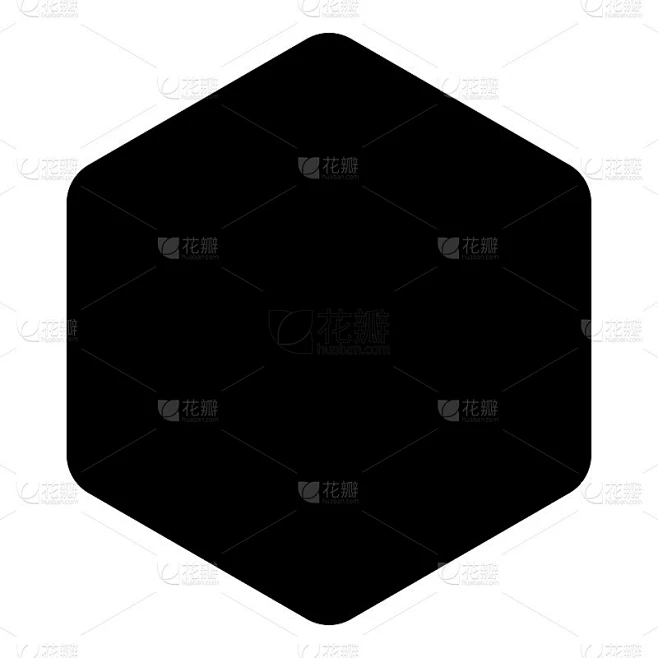 六边形与圆角图标黑色矢量插图平面风格的图像素材-花瓣网