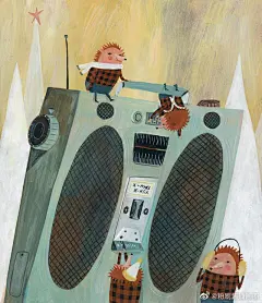 illustration by studiohoffmann
你们最近喜欢的水粉（不透明水彩）不过他画的可真有趣，笔下的人物三个特征：大头、胖脚、小眼睛。
酱酱插画分享超话 Bug书签超话 ​​​​