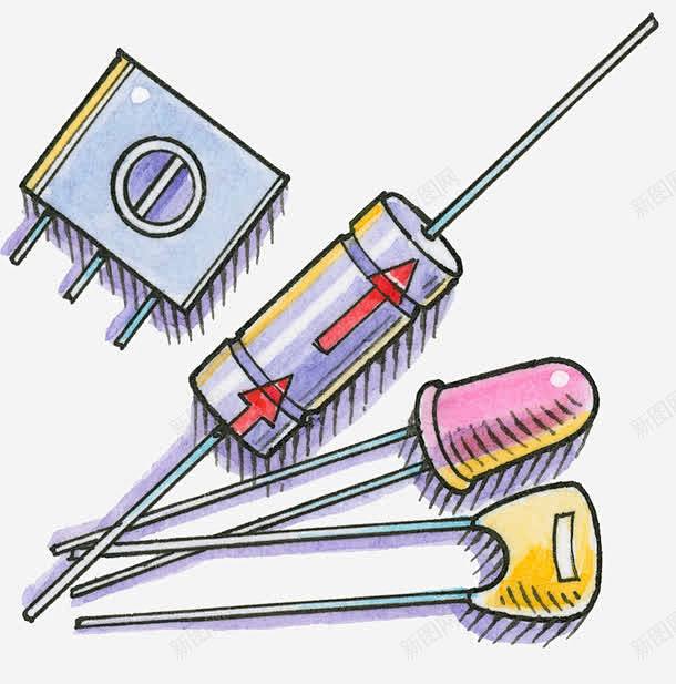 手绘电子元器件 页面网页 平面电商 创意...