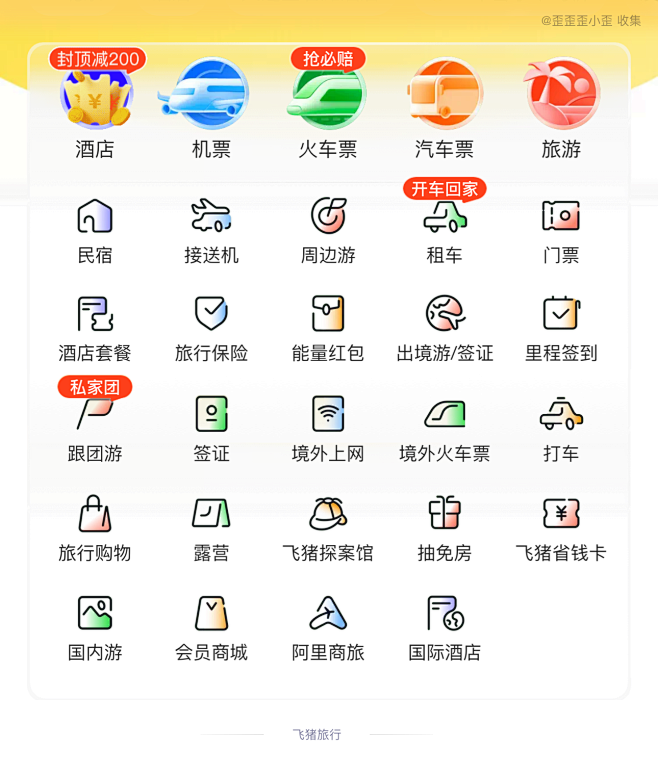 飞猪旅行 2024 金刚区 APP icon设计 图标设计 @歪歪歪小歪 收藏整理