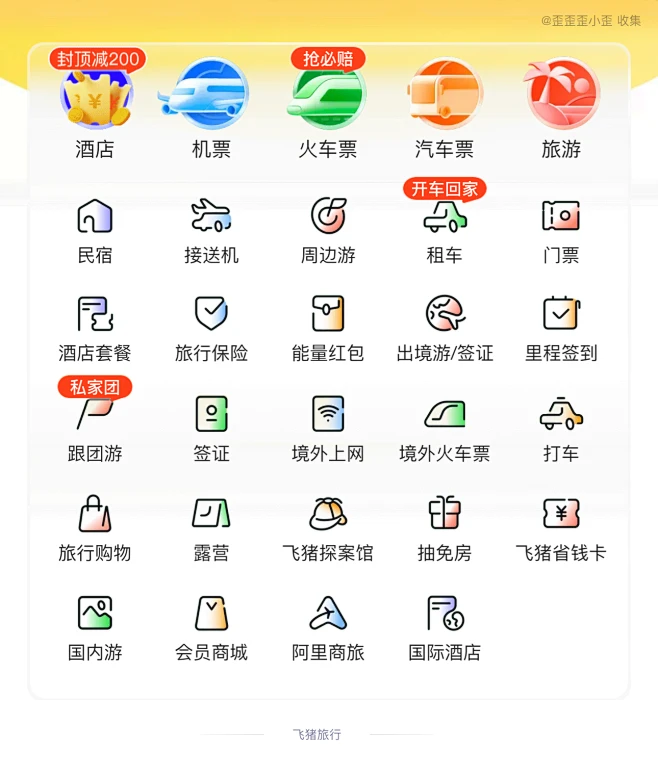 飞猪旅行 2024 金刚区 APP icon设计 图标设计 @歪歪歪小歪 收藏整理-花瓣网