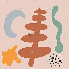 现代抽象艺术版画与树