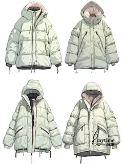 羽绒服款式图ai服装设计｜由midjourney生成