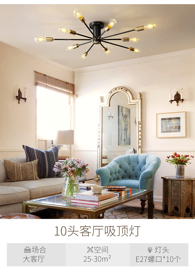 北欧简约个性led吸顶灯美式乡村创意酒吧艺术loft客厅餐厅卧室灯-tmall.com天猫-花瓣网