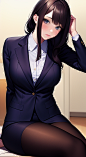 00008-3273413597-long hair, ponytail, a 18 yo girl,sitting,black pantyhose,best quality ,masterpiece, illustration, (office_1