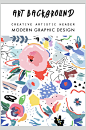 英文字母马蒂斯抽象水彩手绘花卉插画矢量素材-众图网