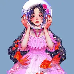 #少女动漫#画师『somesad_draw』的迪士尼公主韩服系列插画绘画作品