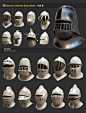 欧式盔甲装备 欧洲 中世纪 骑士战士士兵 头盔 铁盔 头部护甲