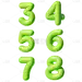 3D充气绿色数字元素艺术字数字贴纸