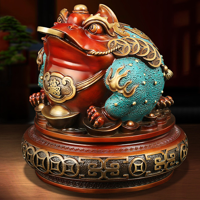 吉善缘《聚宝金蟾》金蟾招财摆件 三足全铜蟾蜍客厅店铺开业礼品-淘宝网