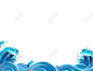 蓝色手绘卡通国潮古风海浪海水浪潮元素PNG素材