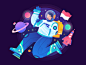 74th Indonesia Independence Day astronaut landing page character illustration flag procreate star planet rocket header illustration gradient homepage indonesia space colorful character header web illustration vector