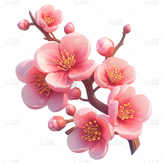 春季桃花3D元素