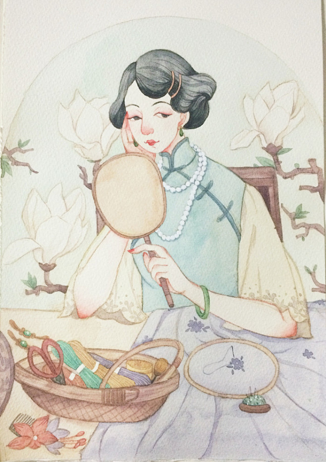 喜欢旗袍！-木与森_插画 水彩_涂鸦王国...
