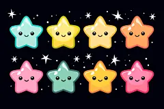 梦幻卡通可爱彩色星星图片