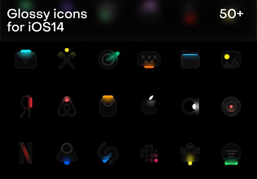 毛玻璃彩色发光风格iOS14图标合辑 G...