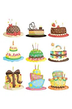 手绘面包生日蛋糕素材