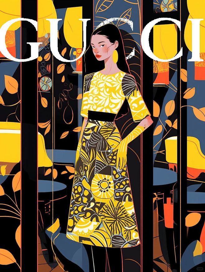 GUCCI复古时装画报-插画视觉-1