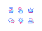 Motion icon line icon bulb crown people chat hands click data phone animation gif