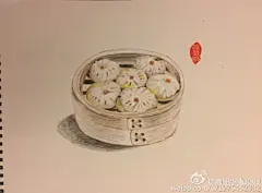 小笼包彩铅画图片 蟹黄小笼包彩铅手绘教程 小笼包彩铅怎么画 画法_www.youyix.com