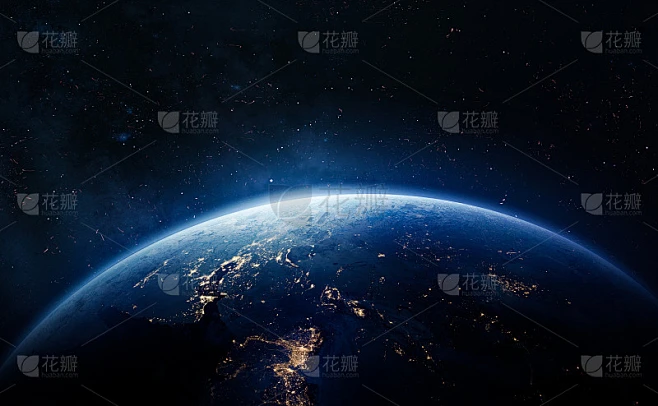 外太空的夜间地球。抽象的壁纸。地球上的城市灯光。晚上地球。文明。这张图片的元素是由美国宇航局提供的-花瓣网