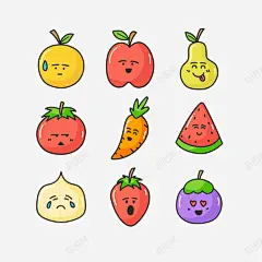 EMOJI卡通可爱水果表情包矢量图 苹果 草莓 表情包 西瓜 元素 免抠png 设计图片 免费下载 页面网页 平面电商 创意素材