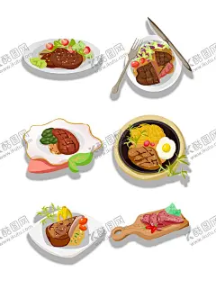牛排手绘插画 【酷图网】特色,美味,美食,牛排,手绘插画