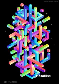 40款国外迷幻极简蒸汽波几何创意时尚封面海报背景AI素材模板背景设计 (3) 