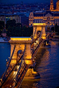 The Chain Bridge and Danube, Budapest, Hungary