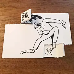 丹麦哥本哈根的HuskMitNavn 撕纸谁不会？但要撕成艺术家就难了！ : 在普通的A4纸上先画出画，然后撕出3D效果！