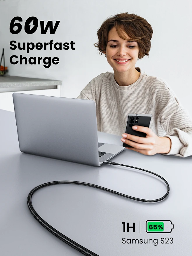 UGREEN 60W 100W USB Type C to USB C Fast Charging Cable for Macbook ...