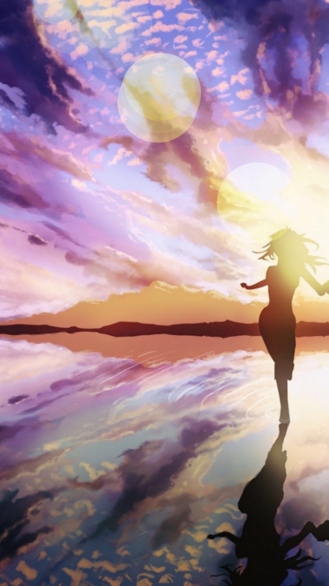 二次元人物风景光自然插画