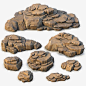 realistic set rock formations 3D