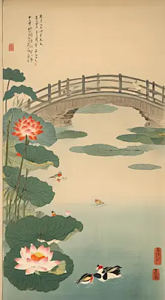 荷塘嬉戏