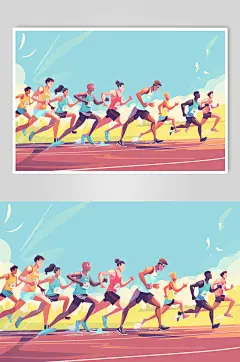 AI数字艺术扁平风校园运动会人物插画-众图网