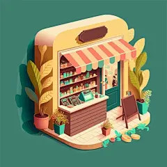 店铺门面卡通插画矢量图设计素材