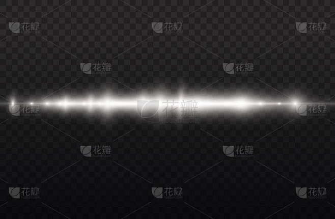 水平光束，闪光白线光束。素材-花瓣网