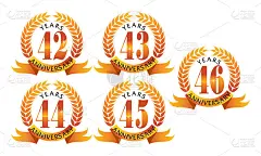 丝带周年纪念叶子模板集
