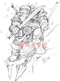 340张欧美各式漫画人物线稿手稿 插画临摹手绘草稿CG游戏设定素材-淘宝网