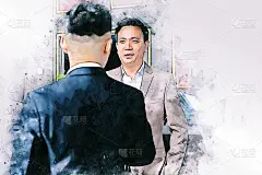 抽象多彩的商务团队会议和讨论水彩画插画的背景。