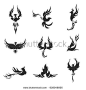 Phoenix bird stylized silhouettes icons on white background. Logo template in the form of a burning flying phoenix. The concept of growth, strength and freedom.