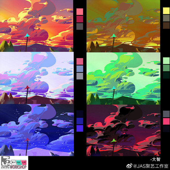 /俊西插画网络班/同学们的色彩进阶练习很...