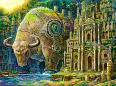 #插画# 幻想系场景 by 不知名作者 