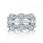 TACORI STYLE #HT2618B12 BEZEL AND PAVE‘ SET SCALLOPED DIAMOND BAND WITH BAGUETTE DIAMONDS AND CRESCENT DETAIL. #ShopIDC